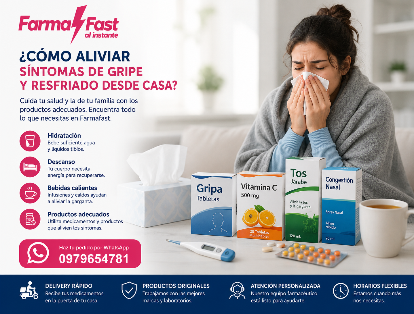¿Cómo aliviar síntomas de gripe y resfriado desde casa?